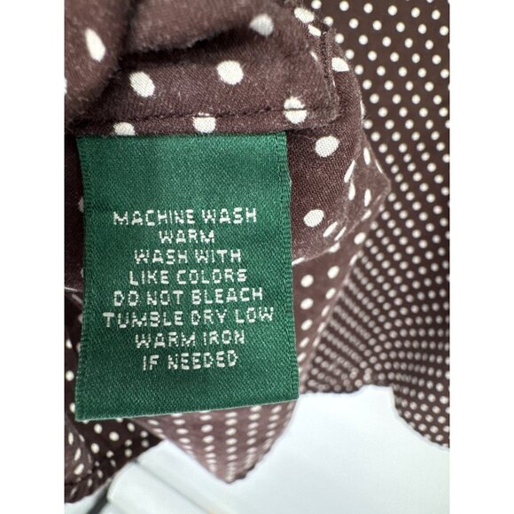Lauren Ralph Lauren Polka Dot Brown plus Shirt size 3X Cotton Womens Blouse - Picture 4 of 4